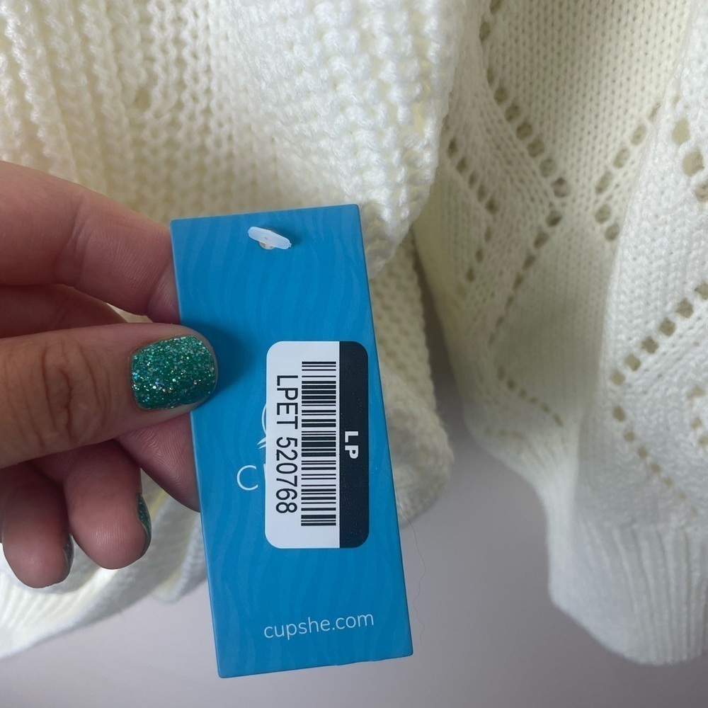 CUPSHE Womens Crochet Sweaters Casual Long Sleeve Scoop Neck Pullover Large NWT - Picture 2 of 8